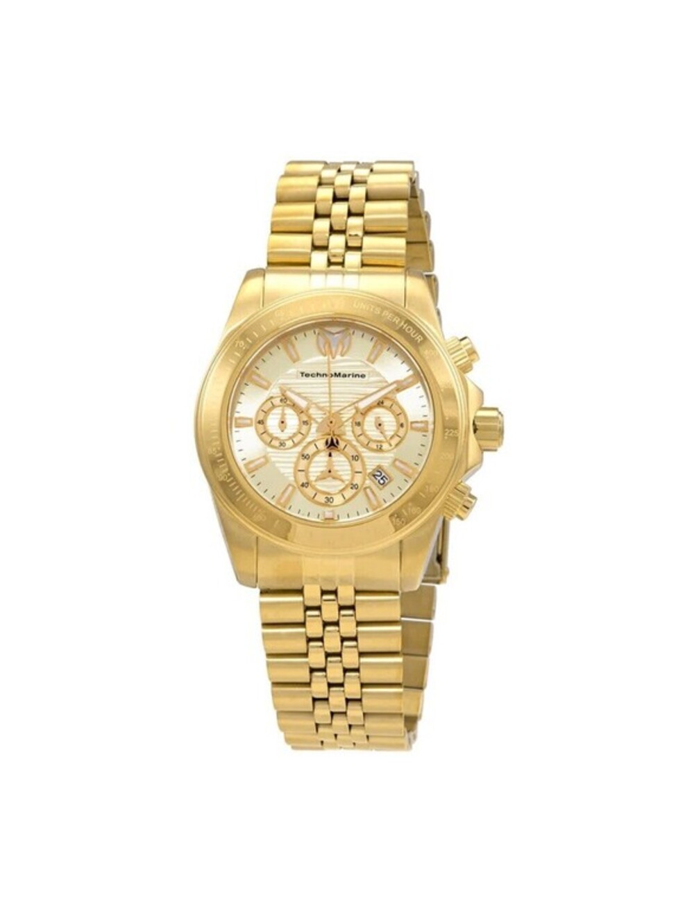 New TechnoMarine Grand Manta Ray Mens 47mm Gold Dial Chrono Watch TM-219022